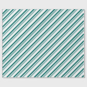 Blauwgroen Groene Candy Cane Stripe Vakantie Cadeaupapier (Vlak)