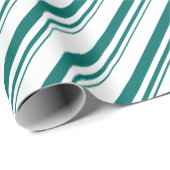 Blauwgroen Groene Candy Cane Stripe Vakantie Cadeaupapier (Rol Hoek)