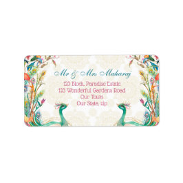 Blauwgroen groene cerise floral peace gepersonalis etiket