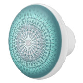 Blauwgroen Groene Chevron Mandala Modern Keramische Knop (Rechts)