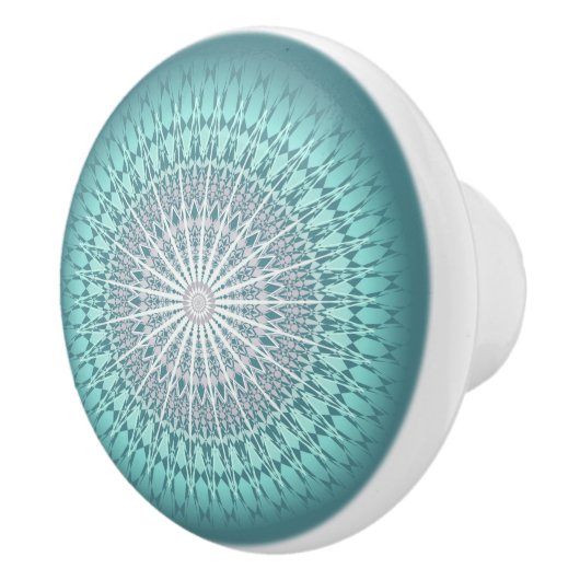 Blauwgroen Groene Chevron Mandala Modern Keramische Knop (Rechts)