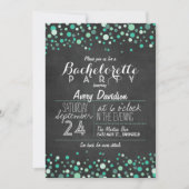 Blauwgroen Groene Confetti Chalkboard Bachelorette Kaart (Voorkant)