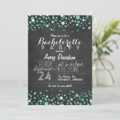 Blauwgroen Groene Confetti Chalkboard Bachelorette Kaart (Staand voorkant)