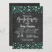 Blauwgroen Groene Confetti Chalkboard Bachelorette Kaart (Voorkant / Achterkant)