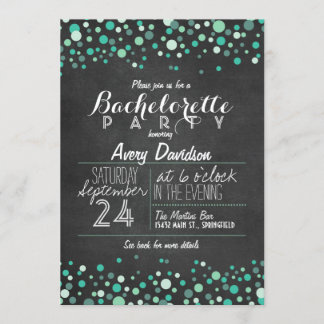 Blauwgroen Groene Confetti Chalkboard Bachelorette Kaart