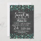 Blauwgroen Groene Confetti Krijtbord Sweet 16 Part Kaart (Voorkant)