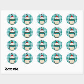 Blauwgroen groene cupcake ronde sticker (Vel)