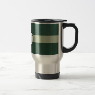 Blauwgroen Groene Damask met Stripes en Monogram Reisbeker
