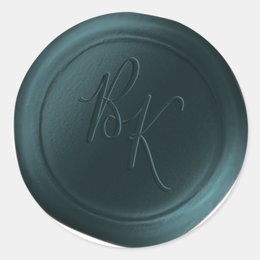 Blauwgroen Groene Dubbele Monogram Faux Wax Seal S Ronde Sticker (Voorkant)