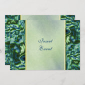 Blauwgroen groene elegant formele partij kaart (Voorkant / Achterkant)