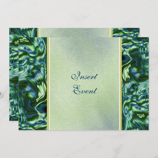Blauwgroen groene elegant formele partij kaart (Voorkant / Achterkant)