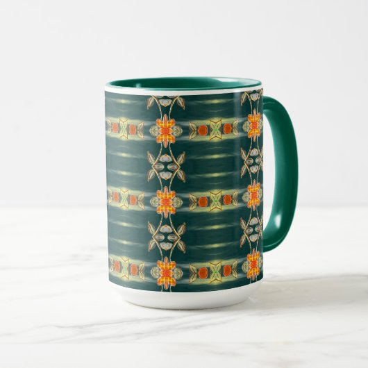Blauwgroen groene elegante ontworpen koffie Mok (Voorkant rechts)