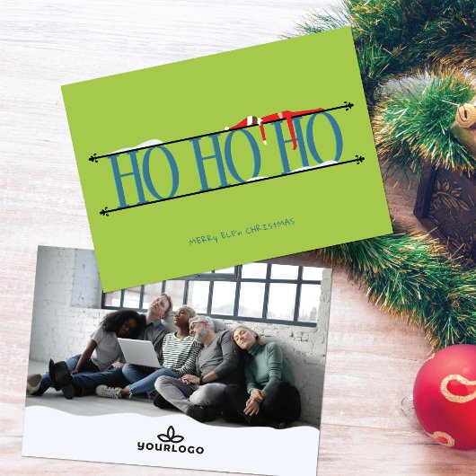 Blauwgroen & Groene Elf Shenanigans Bedrijf Kerst Feestdagenkaart