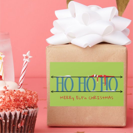 Blauwgroen & Groene Elf Shenanigans Kerst Rechthoekige Sticker (Feest)