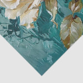 Blauwgroen Groene en Crème Rozen Floral Art Tissue Tissuepapier (Detail)