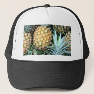 Blauwgroen, groene en gouden anananas trucker pet