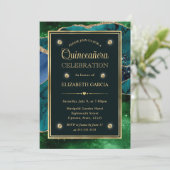 Blauwgroen, groene en gouden glitter Agate Quincea Kaart (Staand voorkant)