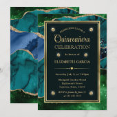 Blauwgroen, groene en gouden glitter Agate Quincea Kaart (Voorkant / Achterkant)