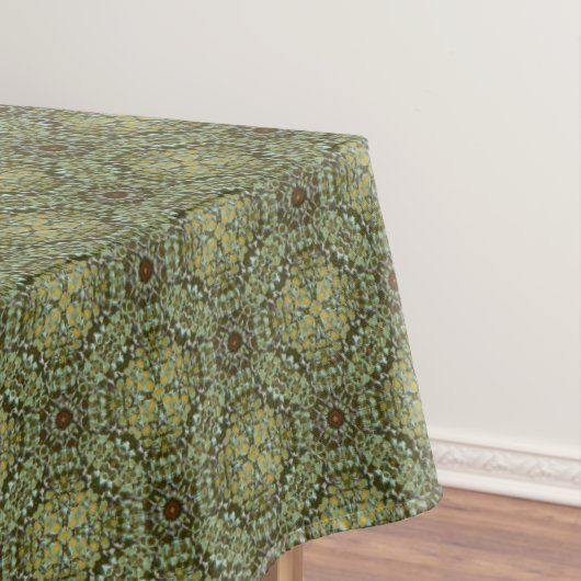 Blauwgroen, groene en gouden nit Patroon Tafelkleed (Voorbeeld)