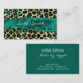 Blauwgroen groene en goudoliepenseel met lijnpense visitekaartje (Voorkant / Achterkant)