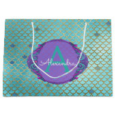 Blauwgroen groene en Paarse zeemeerminnen monogram Groot Cadeauzakje (Voorkant)