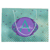 Blauwgroen groene en Paarse zeemeerminnen monogram Groot Cadeauzakje (Achterkant)