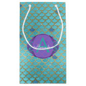 Blauwgroen groene en Paarse zeemeerminnen monogram Klein Cadeauzakje (Achterkant)