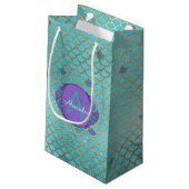 Blauwgroen groene en Paarse zeemeerminnen monogram Klein Cadeauzakje (Achterkant Gekanteld)