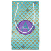 Blauwgroen groene en Paarse zeemeerminnen monogram Klein Cadeauzakje (Voorkant)