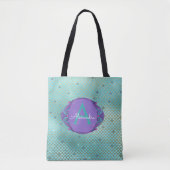 Blauwgroen groene en Paarse zeemeerminnen monogram Tote Bag (Voorkant)