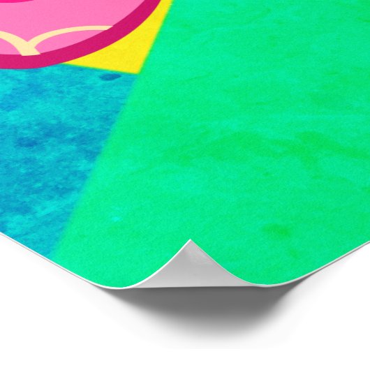 Blauwgroen, groene en roze abstracte vlinder poster (Hoek)