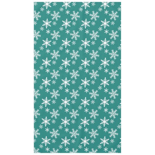 Blauwgroen groene en witte kerstsnowflakes tafelkleed (Voorkant)