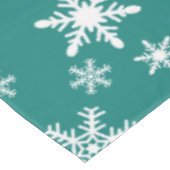 Blauwgroen groene en witte kerstsnowflakes tafelkleed (Gekanteld)