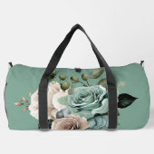 Blauwgroen groene en witte roos plunjezak (Achterkant)