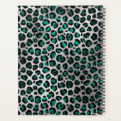 Blauwgroen groene en zilveren oliepleopardpenseel planner (Achterkant)