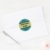 Blauwgroen/groene Fancy kunst Deco Dank u Stickers (Envelop)
