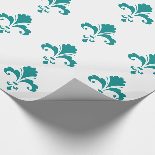 Blauwgroen Groene Fleur de lis Cadeaupapier (Hoek)