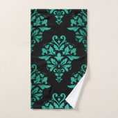 Blauwgroen groene "Floral Damask Towel Set" Bad Handdoek (Handdoek)