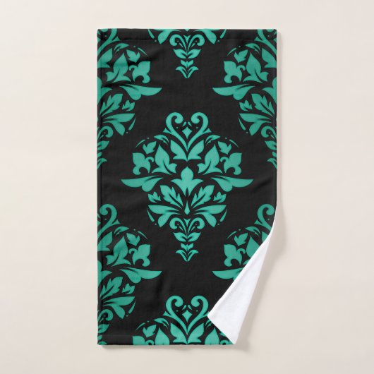 Blauwgroen groene "Floral Damask Towel Set" Bad Handdoek (Handdoek)