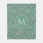 Blauwgroen-groene, Floral-gepersonaliseerde MONOGR Fleece Deken (Voorkant)