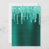 Blauwgroen groene Folie en Glitter Drips 60th Birt Kaart (Achterkant)