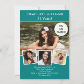 Blauwgroen groene fotocollage luxe verjaardag kaart (Voorkant)