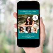 Blauwgroen groene fotocollage luxe verjaardag kaart