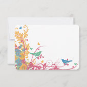 Blauwgroen groene frambozen goudvogel RSVP kaartje (Achterkant)