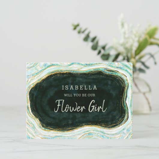 Blauwgroen groene geode zijn onze Bloemenmeisje-Ka (Staand voorkant)