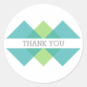 Blauwgroen Groene Geometrische Triad Dank u Sticke Ronde Sticker