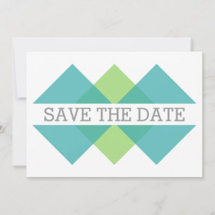 Blauwgroen Groene Geometrische Versiering sparen d Save The Date