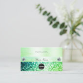 Blauwgroen groene glitter met Logo Professional Visitekaartje (Staand voorkant)