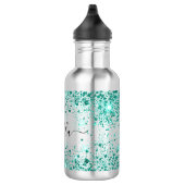 Blauwgroen groene glitter naam script meisje waterfles  (Rechts)