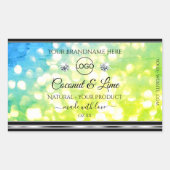 Blauwgroen groene Glitter Product Labels diamanten (Voorkant)